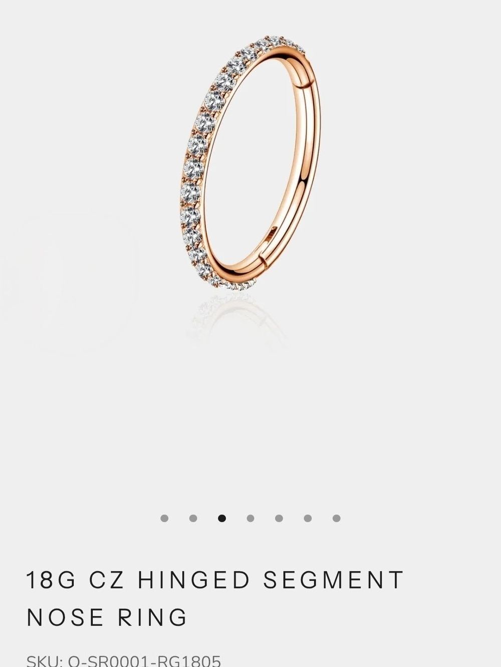 CZ Pave Hinged Nose Ring in Rose Gold 5mm